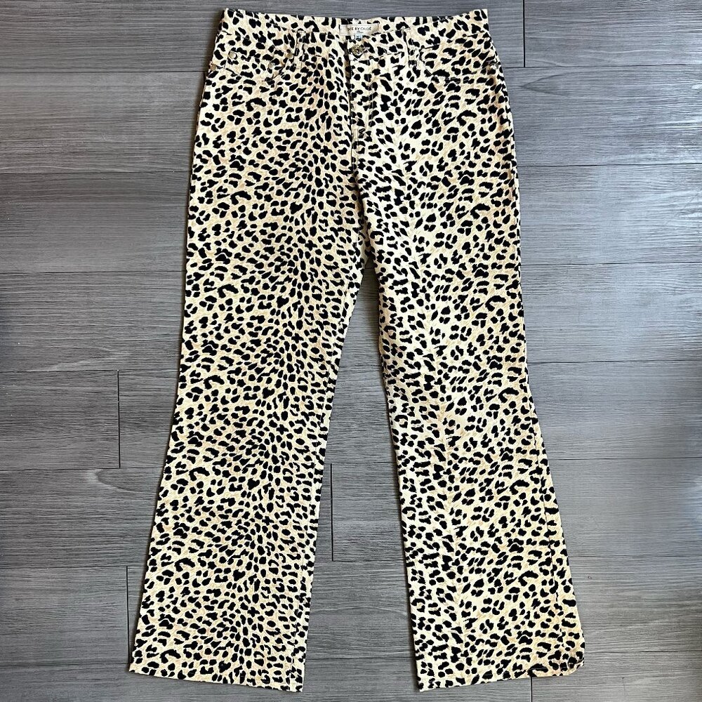 See By Chloe Beige and Black Leopard Print Wide Leg Jeans